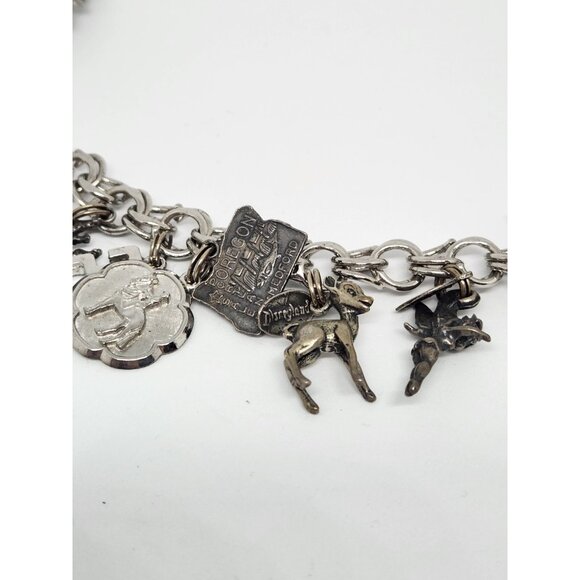 Sterling Silver 15 Charm Bracelet Disney Bambi Tinkerbell California San Fran - Picture 4 of 10